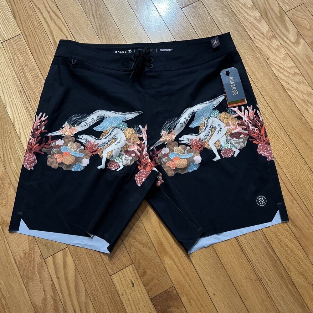 Roark Passage Primo 18” Boardshorts Yiling Dark Navy Mens Size 32 NWT RB446